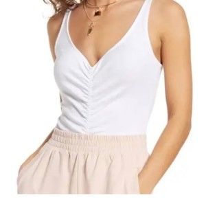 Open‎ Edit Ruched Center Bodysuit White M